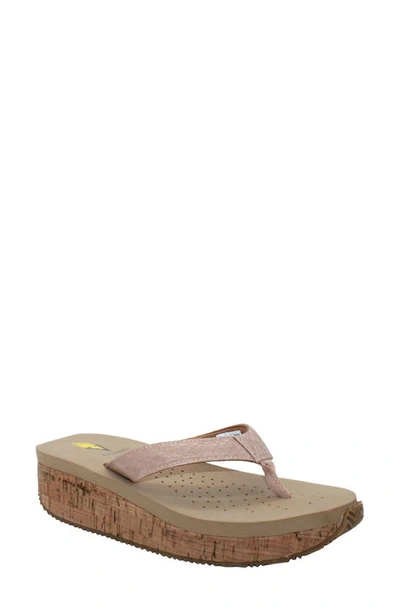 Volatile Neville Platform Flip Flop In Nude Snake Print