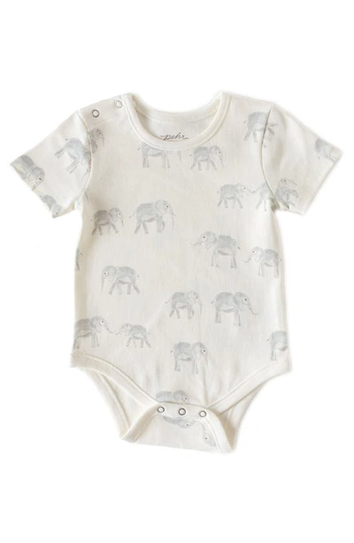 Pehr Babies' Follow Me Organic Cotton Bodysuit In Ivory/ Blue