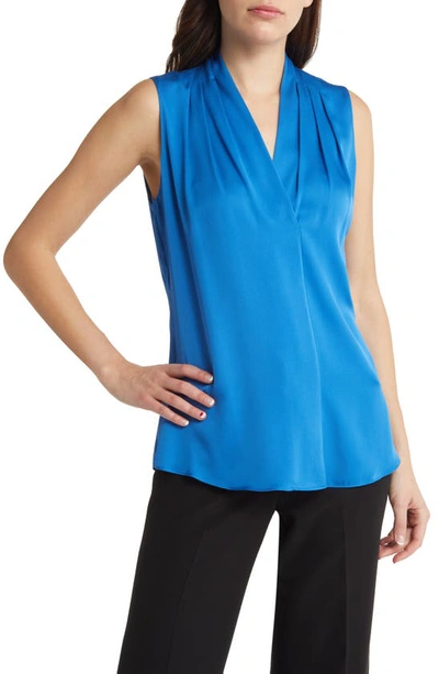 Kobi Halperin Mila Sleeveless V Neck Pleated Silk Blouse In Twilight