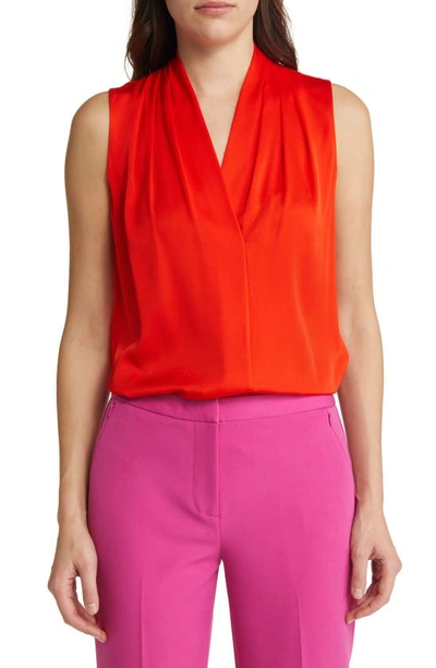 Kobi Halperin 'mila' Sleeveless Stretch Silk Blouse In Flame