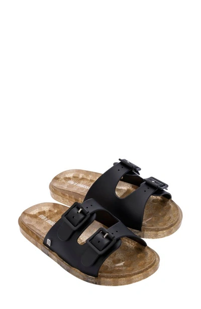 Melissa Kids' Mini  Wide Ii Slide Sandal In Black/ Beige