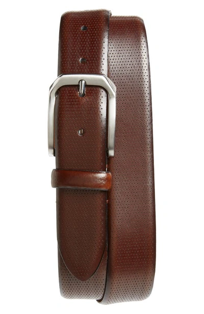 Johnston & Murphy Calfskin Belt In Burgundy