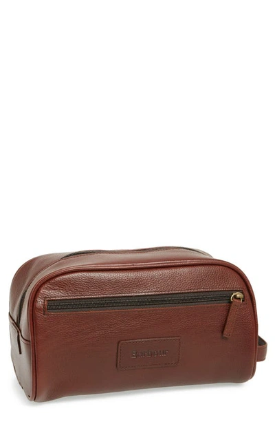 Barbour Leather Travel Kit In Dark Brown