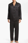 Majestic Dot Silk Pajamas In Black Dot