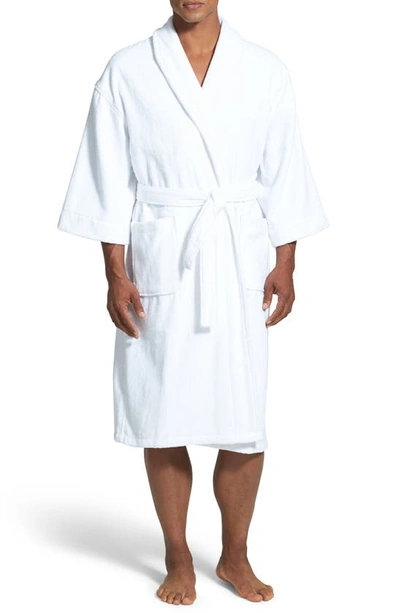 Majestic Terry Velour Dressing Gown In White
