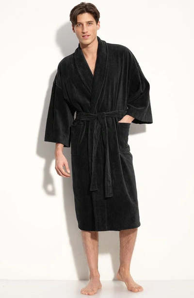 Majestic Terry Velour Robe In Black