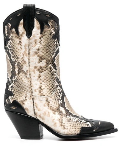 Sonora Leopard-print Cowboy Boots In Natural