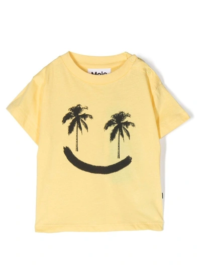 Molo Babies' Smile Organic Cotton T-shirt In Yellow