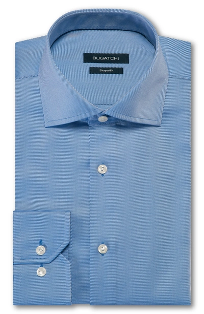 Bugatchi Shaped Fit Solid Dress Shirt In Navy