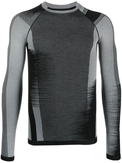 Y-3 Stripe-print Long-sleeved T-shirt In Black/vista Grey