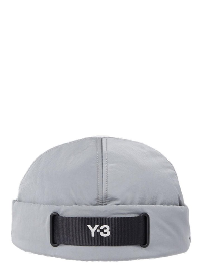 Y-3 Logo-patch Cotton Beanie In Grey