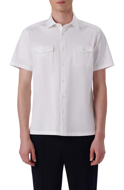 Bugatchi Men's Ooohcotton Short-sleeve Shirt With Chest Pockets In White