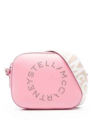 Stella Mccartney Small Perforated Logo Faux Leather Camera Bag In Pink