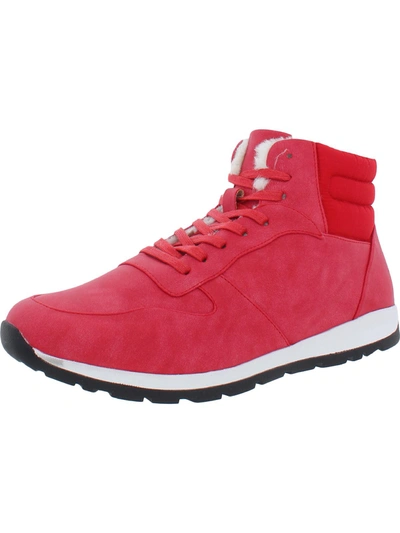 Wanderlust Sport Hiker Womens Faux Leather Waterproof Ankle Boots In Red