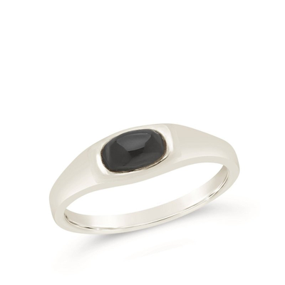 Sterling Forever Sterling Silver Black Onyx Signet Ring In Grey