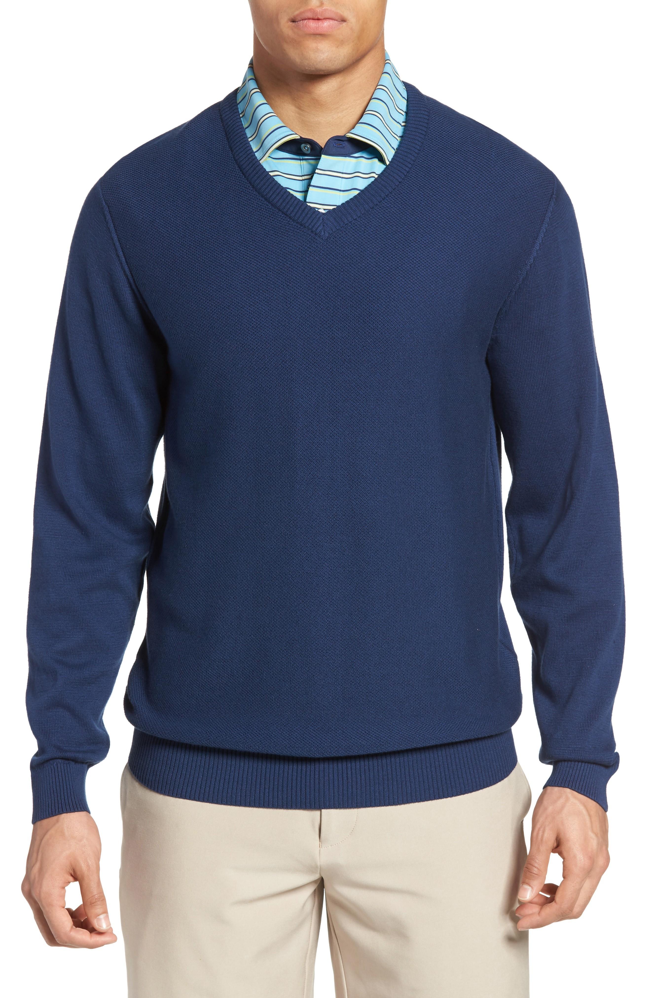 Bobby Jones Pique Jersey V-neck Sweater In Summer Navy | ModeSens