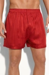 Majestic Herringbone Stripe Silk Boxer Shorts In Mahogany