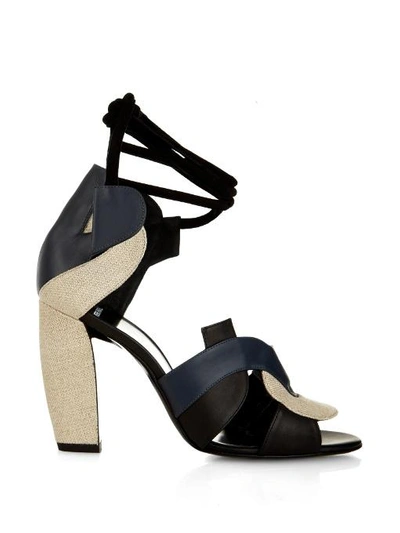 Pierre Hardy Atelier Linen And Leather Sandal In Black