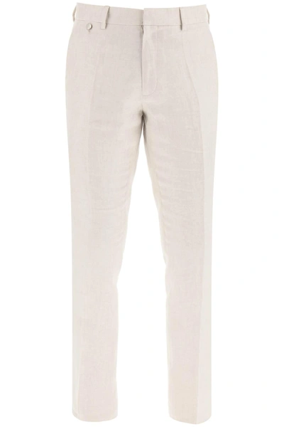 Agnona Five-pocket Linen Pants In Beige