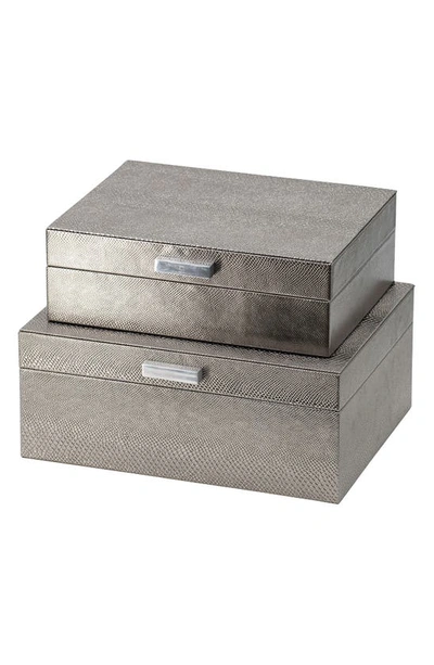 R16 Home Set Of 2 Snake Embossed Decorative Boxes In Multi