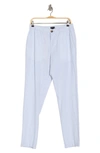 14th & Union Elastic Waist Linen Blend Trim Fit Pants In Blue Skyway- White Eoe