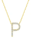 Suzy Levian Diamond & 14k Yellow Gold Letter Pendant Necklace In Gold - P