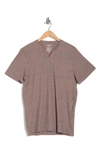 Abound Short Sleeve Textured Notch Neck Tee In Tan Reverse Chill Heather