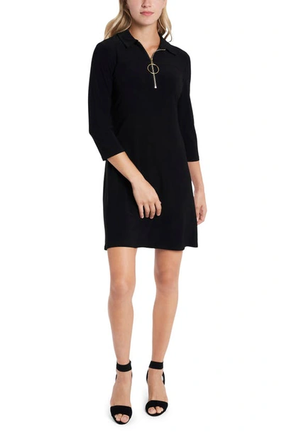 Chaus Front Zip Minidress In Black