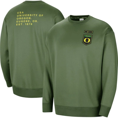 Nike Olive Oregon Ducks Military Collection All-time Performance Crew Pullover Sweatshirt