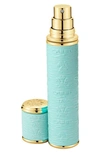 Creed Silver Leather With Gold Trim Pocket Atomizer In Turquoise/gold