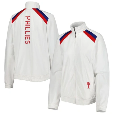 G-iii 4her By Carl Banks White Philadelphia Phillies Red Flag Full-zip Track Jacket
