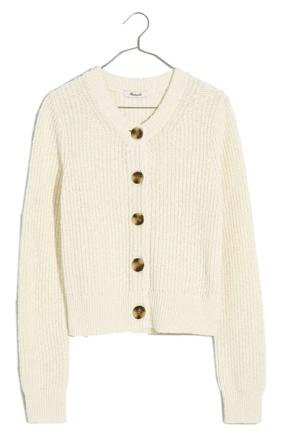 Madewell Textural Knit Cardigan In Bright Ivory