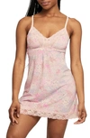 Montelle Intimates Lace Trim Full Bust Support Chemise In Flower Field