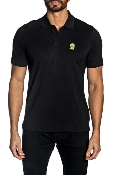 Jared Lang Men's Nft Embroidered Pima Cotton Polo Shirt In Black