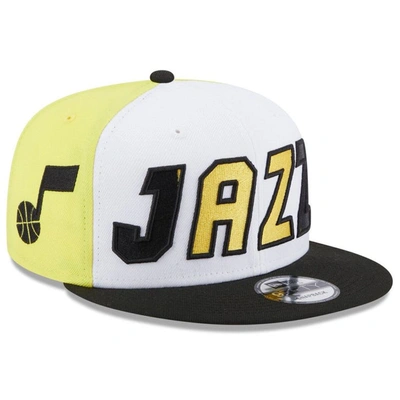 New Era Men's  White, Black Utah Jazz Back Half 9fifty Snapback Hat In White,black