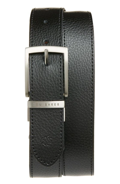 Ted Baker Breemer Reversible Leather Belt In Black