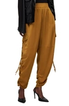 Allsaints Kaye Ruched Cargo Pants In Ochre Yellow