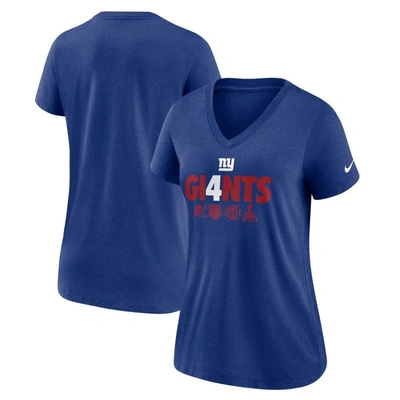 Nike Royal New York Giants Hometown Collection Tri-blend V-neck T-shirt