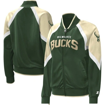 Starter Hunter Green Milwaukee Bucks Slam Dunk Raglan Full-zip Track Jacket