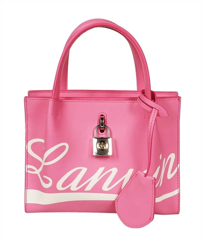 Lanvin Logo Print Leather Handbag In Pink