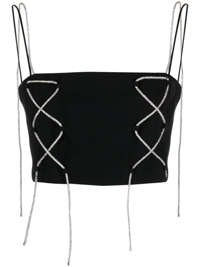 Giuseppe Di Morabito Rhinestone-straps Cropped Top In Black