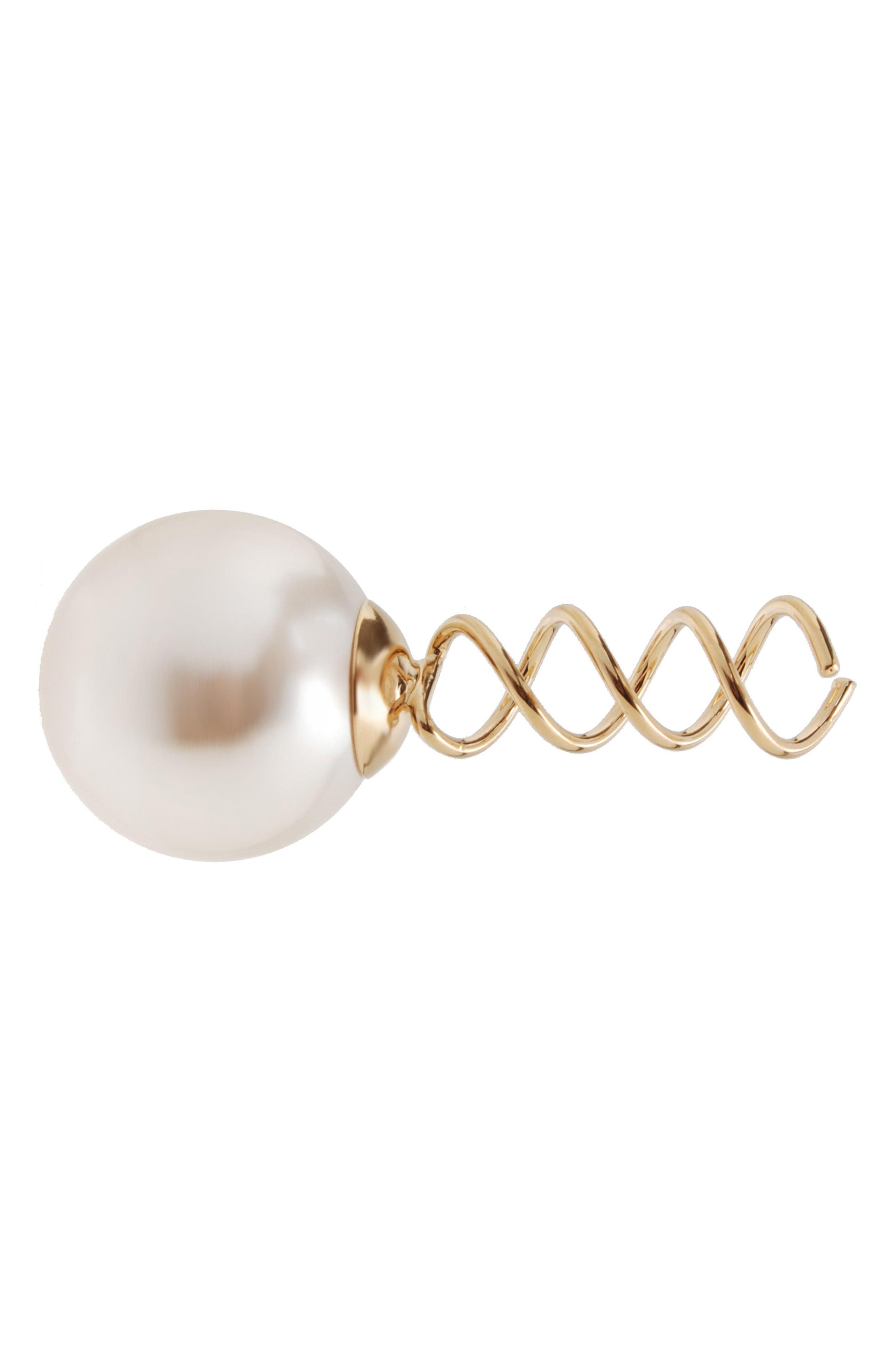 L Erickson Imitation Pearl Twisted Hair Pin In Cream Pearl Gold