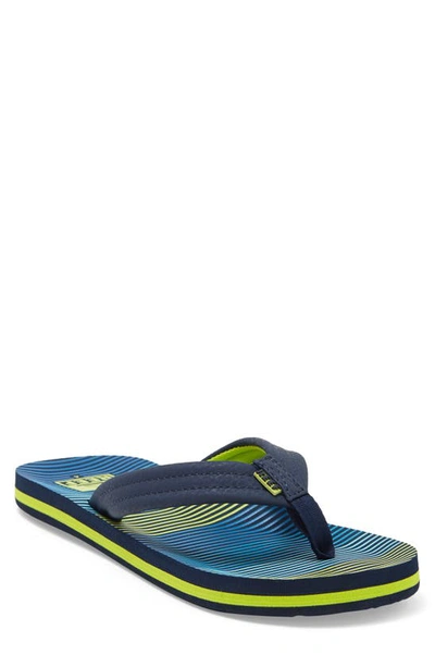 Reef Kids' Ahi Flip Flop In Aqua Green Stripe