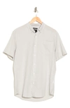 14th & Union Slim Fit Short Sleeve Linen Blend Button-down Shirt In Grey Silk- White Eoe