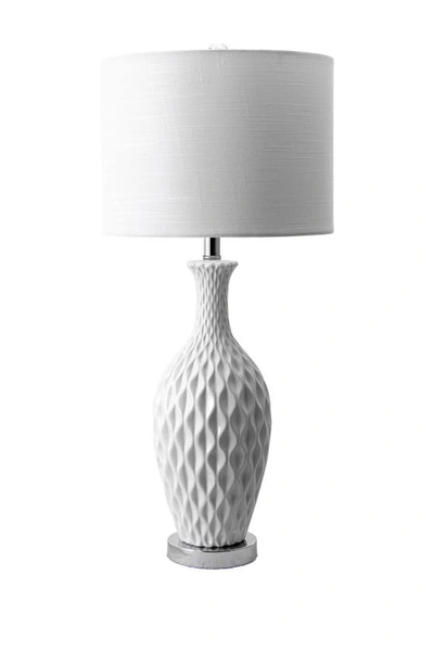 Nuloom 28" Celine Textured Ceramic Linen Table Lamp In Ivory