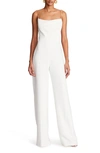 Halston Brea Ruched Chain-strap Crepe Jumpsuit In Chalk