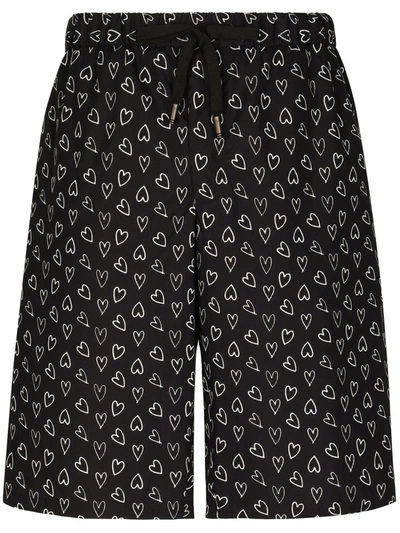 Dolce & Gabbana Chino-shorts Mit Herz-print In Black