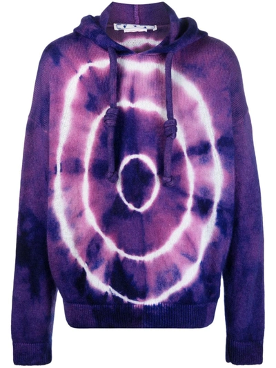 Off-white Tie-dye Print Hoodie In Purple