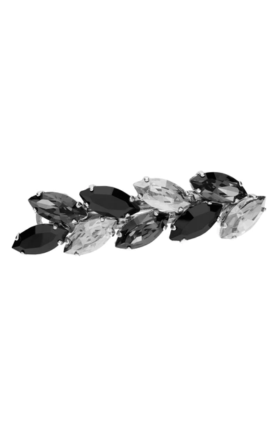 L Erickson Small Ivy Swarovski Crystal Barrette In Jet Hematite/ Crystal