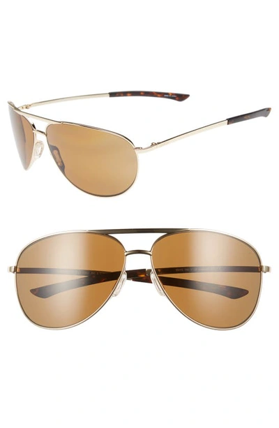 Smith Serpico Slim 2.0 65mm Chromapop(tm) Polarized Aviator Sunglasses In Gold/ Brown Polar